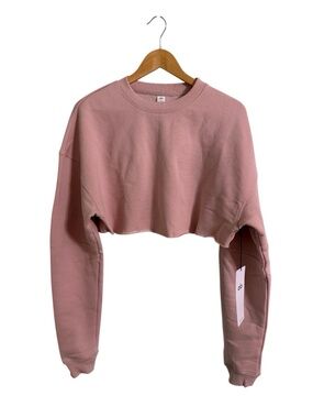 NWT Alo Yoga Extreme Cropped Pullover Crew Sweatshirt Pink Quartz Size Medium